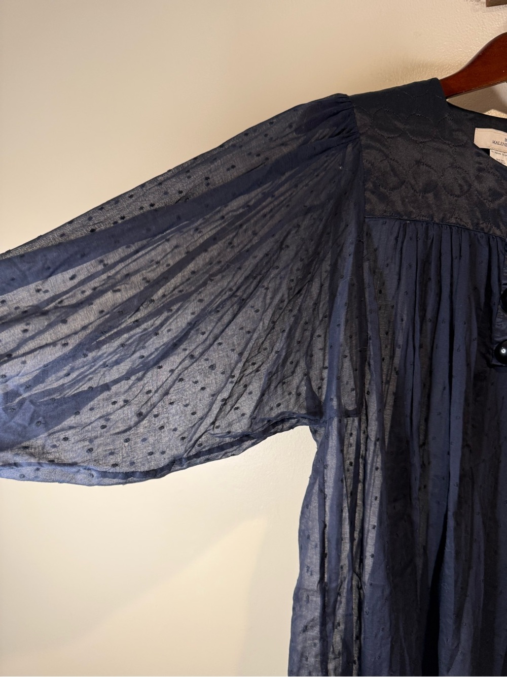 BY MALENE BIRGER Karly Blouse tunic crinkle chiffon peasant navy blue size 38 - Picture 8 of 10